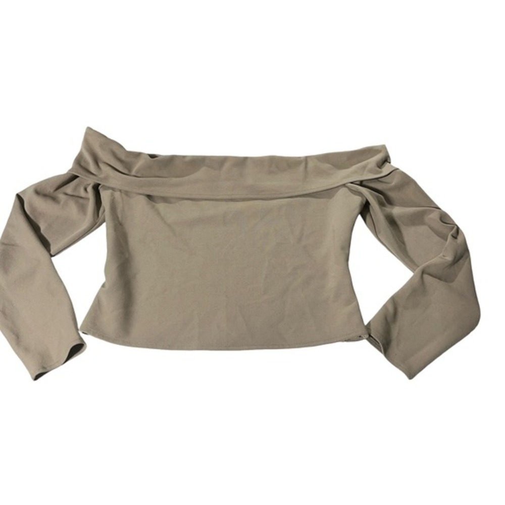 Abercrombie & Fitch Top Womens Long Sleeve Off Shoulder Beige‎ Size L